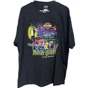 Vintage Deadstock Harley Davidson Hawkeye Iowa Mardi Gras Tee Shirt